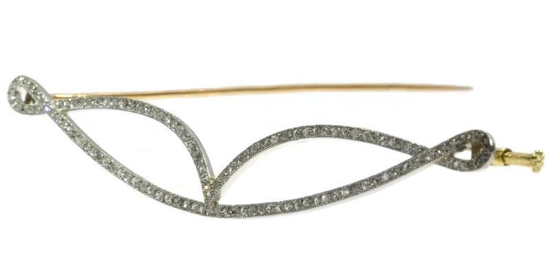 Elegant Art Deco platinum rose cut diamond pin (image 4 of 11)